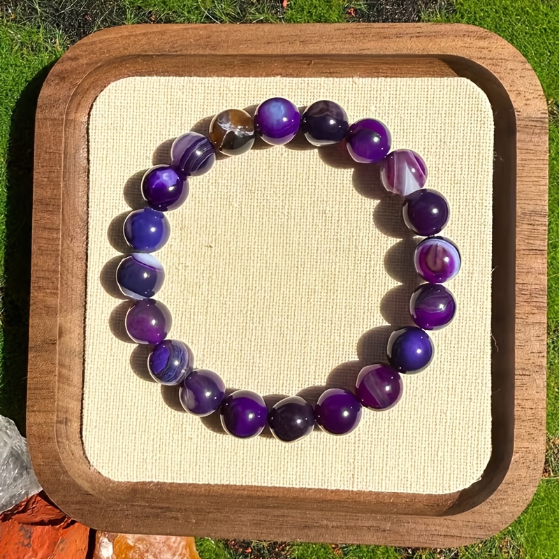 Bohemian Style Natural Purple Agate Beaded Bracelet